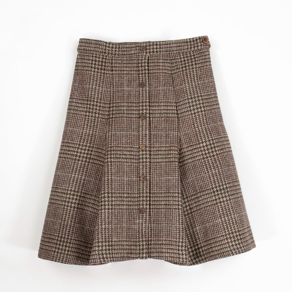 Popelin Brown Plaid Woollen Skirt With Gusset