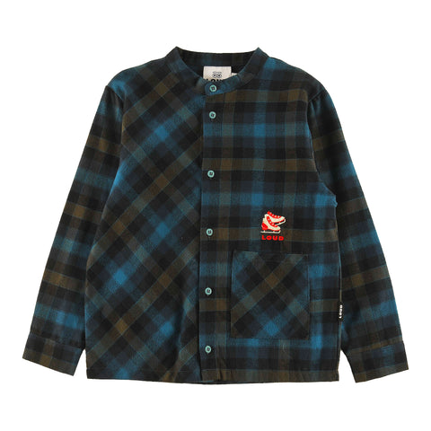 Loud Apparel Shirt Regular Fit, Front Pocket, Ice Skate Embroidery Motif Check