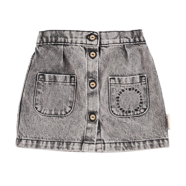 Piupiuchick Short Skirt | Washed Black Denim