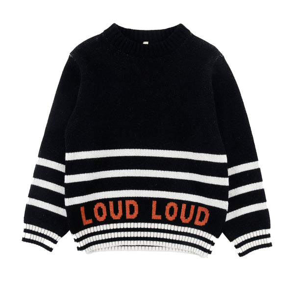 Loud Apparel Meadow Pullover Stripe Black/Ecru/Orange