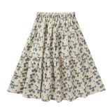 RYLEE & CRU TIERED MIDI SKIRT || BLUE DITSY