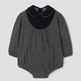 Popelin romper black gingham with baby collar and yoke || 2.4