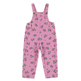 Piupiuchick Dungarees | Pink Corduroy W/ Flowers Allover