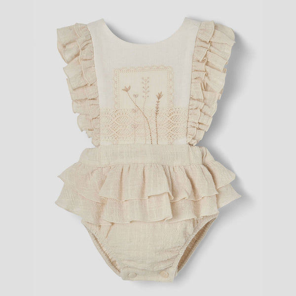 Popelin Off-White Romper Suit With Embroidered Bib ||3.1