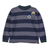 Loud Apparel Sweater Relaxed Fit, Circle Embroidery Motifs Patches Navy Stripe