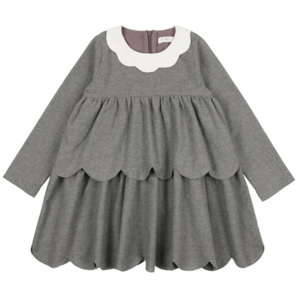 Coco Blanc Scalloped Dress Light Grey