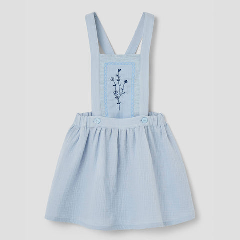 Popelin Blue Short Skirt With Embroidered Bid ||23.3