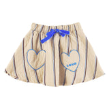 Loud Apparel Mini Skirt Heart Pockets Front, Loud Logo Natural, Stripe