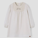 Popelin short dress off-white with embroidered yoke || 40.1