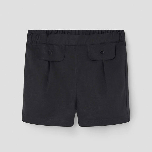 Popelin Black Shorts With Flaps ||30.7