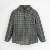 Popelin Dark Grey Plaid Shirt With Collar