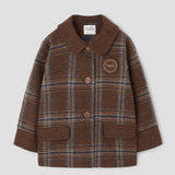 Popelin coat brown plaid woollen contrasting || 62.1