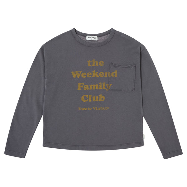 Tocoto Vintage T-Shirt " The Weekend Family Club" Dark Grey