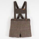 Popelin Brown Plaid Woollen Short Romper Suit