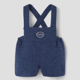 Popelin short romper blue woollen with embroidery appliqué || 8.2