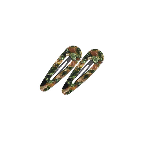 Knot Hairbands Marbleized Clip Set// Olive