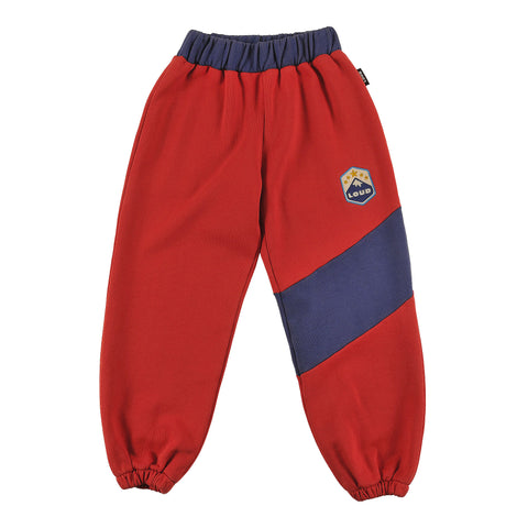 Loud Apparel Sweatpants Classic Fit, Mountain Embroidery Patch, Contrast Panel And Ribbing Gardenia