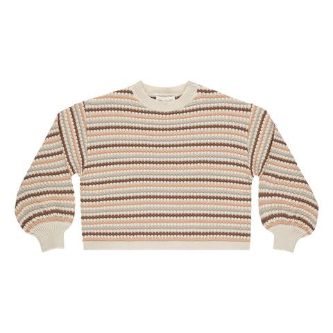 RYLEE & CRU BOXY CROP SWEATER || HONEYCOMB STRIPE