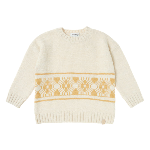 Tocoto Vintage Oversized Jacquard Sweater Off White