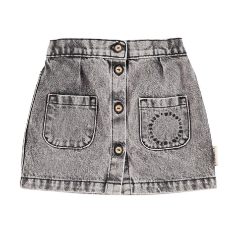 Piupiuchick Knee-Lenght Skirt | Washed Black Denim