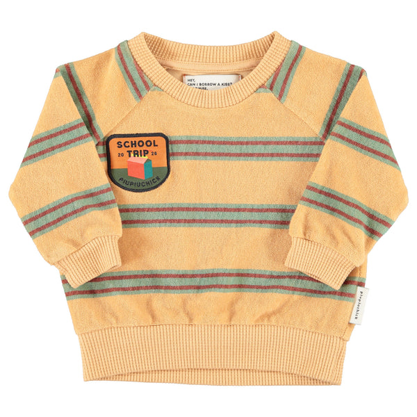 Piupiuchick Terry Cotton Sweatshirt | Sand W/ Double Stripes