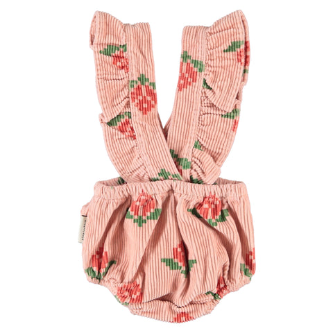 Piupiuchick Baby Bloomers W/ Straps | Pink W/ Big Flowers
