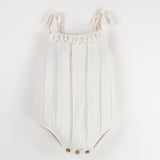 Popelin Off-White Openwork Knit Romper Suit