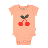 Piupiuchick Short Sleeve Bodysuit | Pink W/ Cherry Print