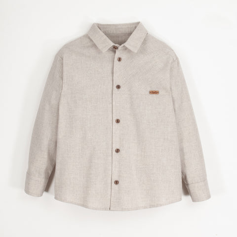 Popelin Sand Shirt With Collar