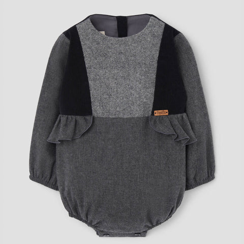 Popelin romper dark grey with side panels