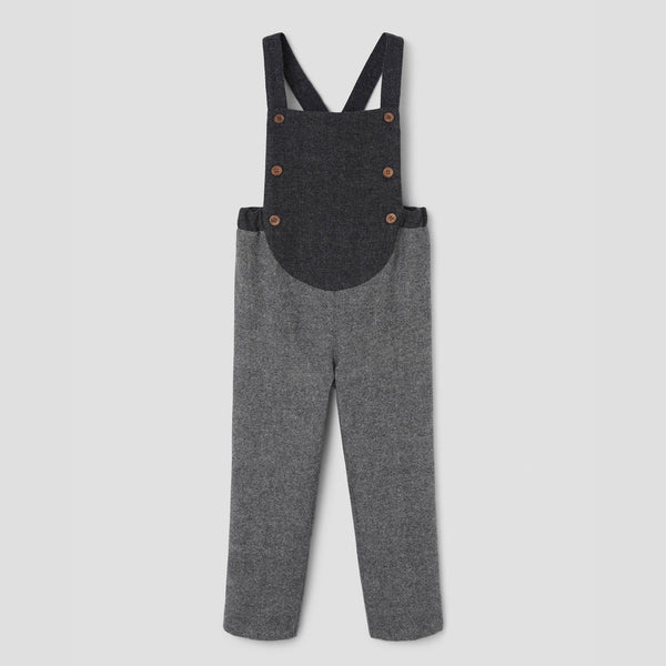 Popelin full length romper grey fleck with rounded yoke || 10.3