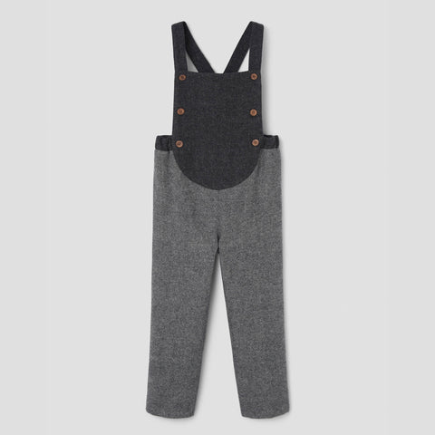 Popelin full length romper grey fleck with rounded yoke