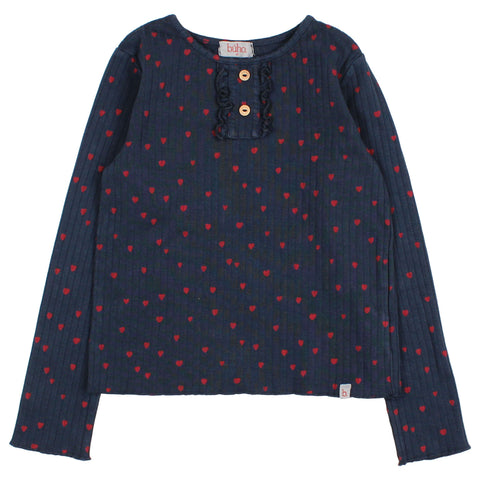Buho Mini Cuore T-Shirt Navy by Búho Barcelona