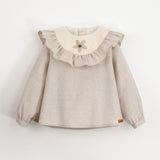 Popelin Sand Rounded Yolk Blouse