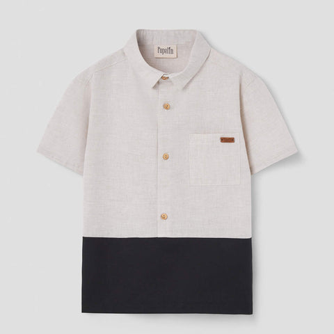 Popelin Grey Shirt With Collar ||22.5