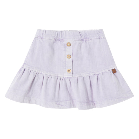 Tocoto Vintage Colorful Denim Skirt With Ruffles Lilac