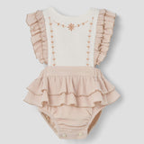 Popelin Dusty Pink Romper Suit With Embroidered Bib ||3.2