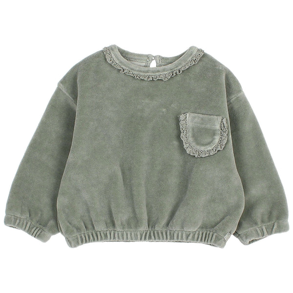 Buho BB Velvet Sweatshirt Eucalyptus by Búho Barcelona