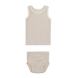 Quincy Mae Ribbed Tank + Bloomer Set || Oat Stripe