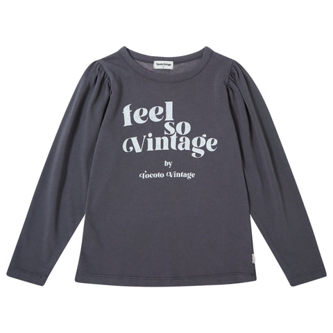 Tocoto Vintage Girl T-Shirt "Feel So Vintage" Dark Grey