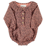Piupiuchick Baby Jumpsuit W/ Collar | Pink W/ Animal Print