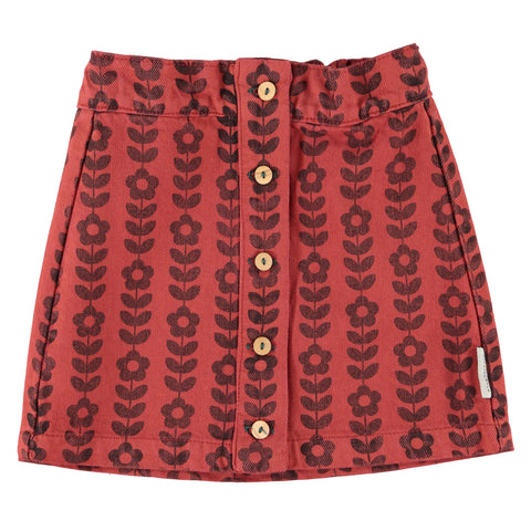 Piupiuchick Knee-Lenght Skirt | Bordeaux W/ Black Flowers