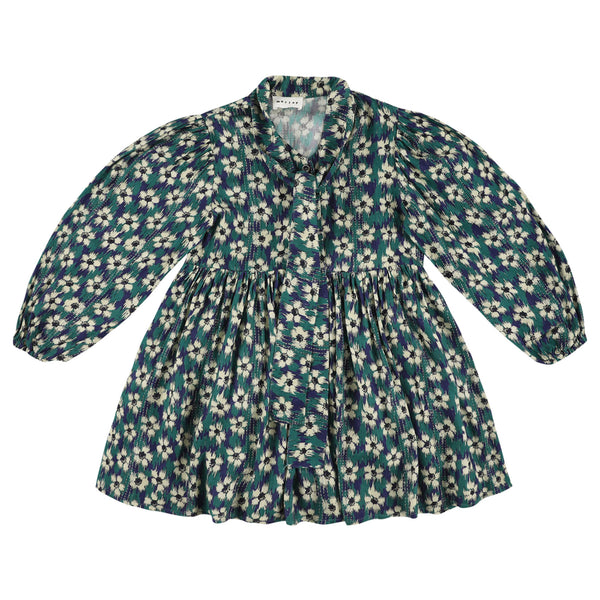 Morley Zas Long Girls Dress With Bow Navy
