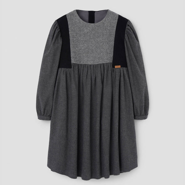 Popelin dress dark grey with panels || 46.4
