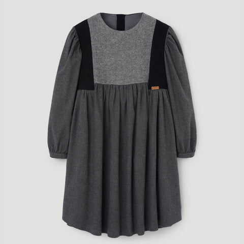 Popelin dress dark grey with panels