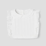 Popelin White Short Top With Double Baby Collar ||13.1