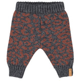 Piupiuchick Knitted Baby Leggings | Dark Grey W/ Camel Animal Print