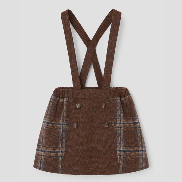 Popelin short skirt brown plaid woollen contrasting with straps || 44.1