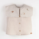 Popelin Sand Blouse With Bib Collar