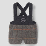 Popelin short romper grey herringbone woollen with embroidery appliqué || 8.3